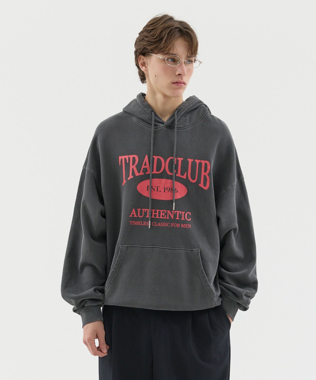 트래드클럽(TRADCLUB) 글래스고 피그먼트 워싱 오버 후드티 5컬러