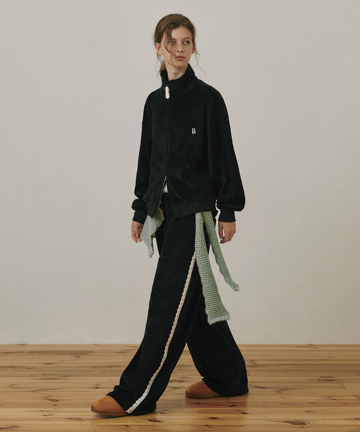 벨로엘(BELLOL) Layered knit shawl MINT