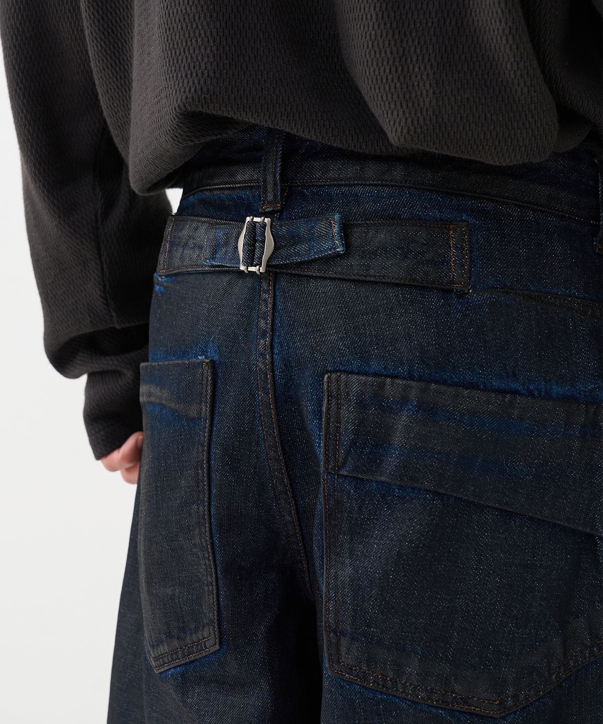 노운(NOUN) wide coated denim pants (indigo)