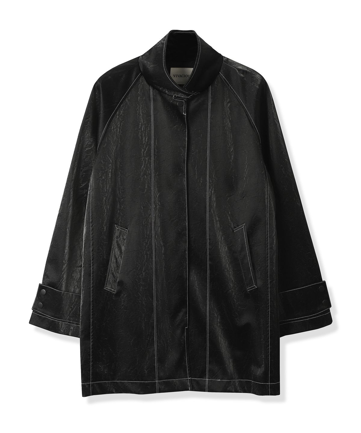 비바셔스(VIVACIOUS) Angti Art Leather McCoat BLACK X WHITE