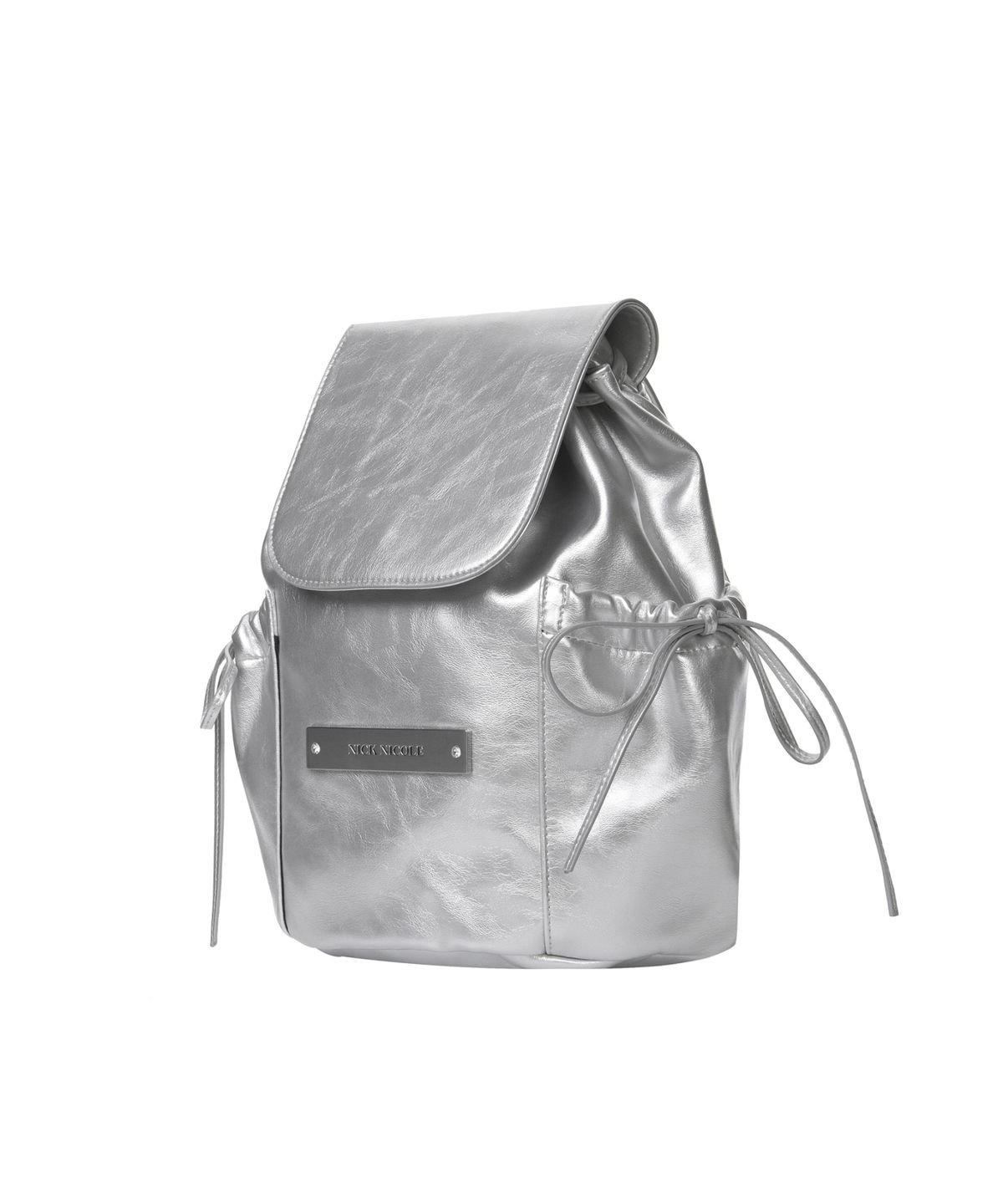 닉앤니콜(NICK&NICOLE) CRYSTAL LEATHER SHIRRING BACKPACK_SILVER