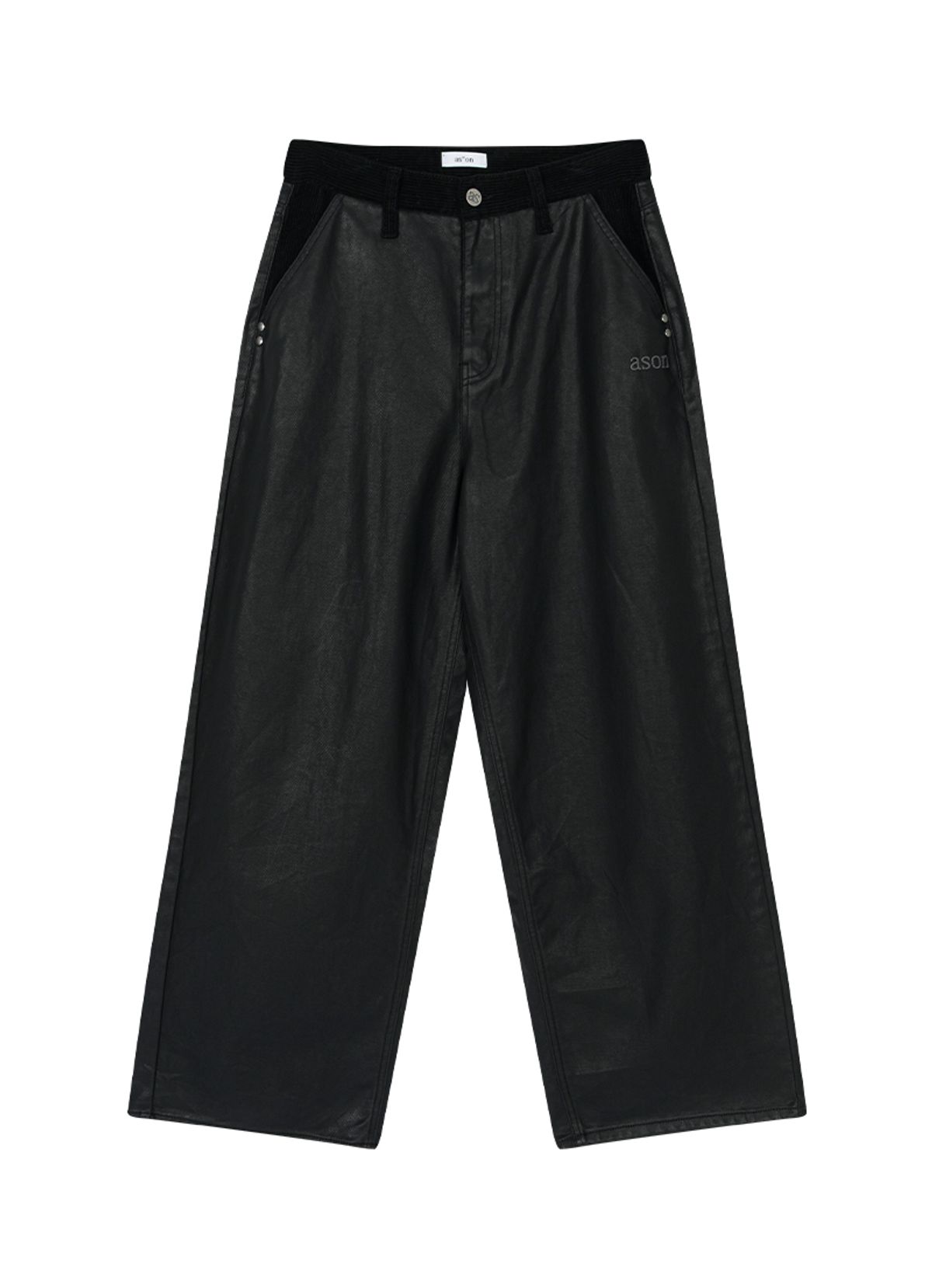 애즈온(ASON) TESS LEATHER MIX CORDUROY PANTS