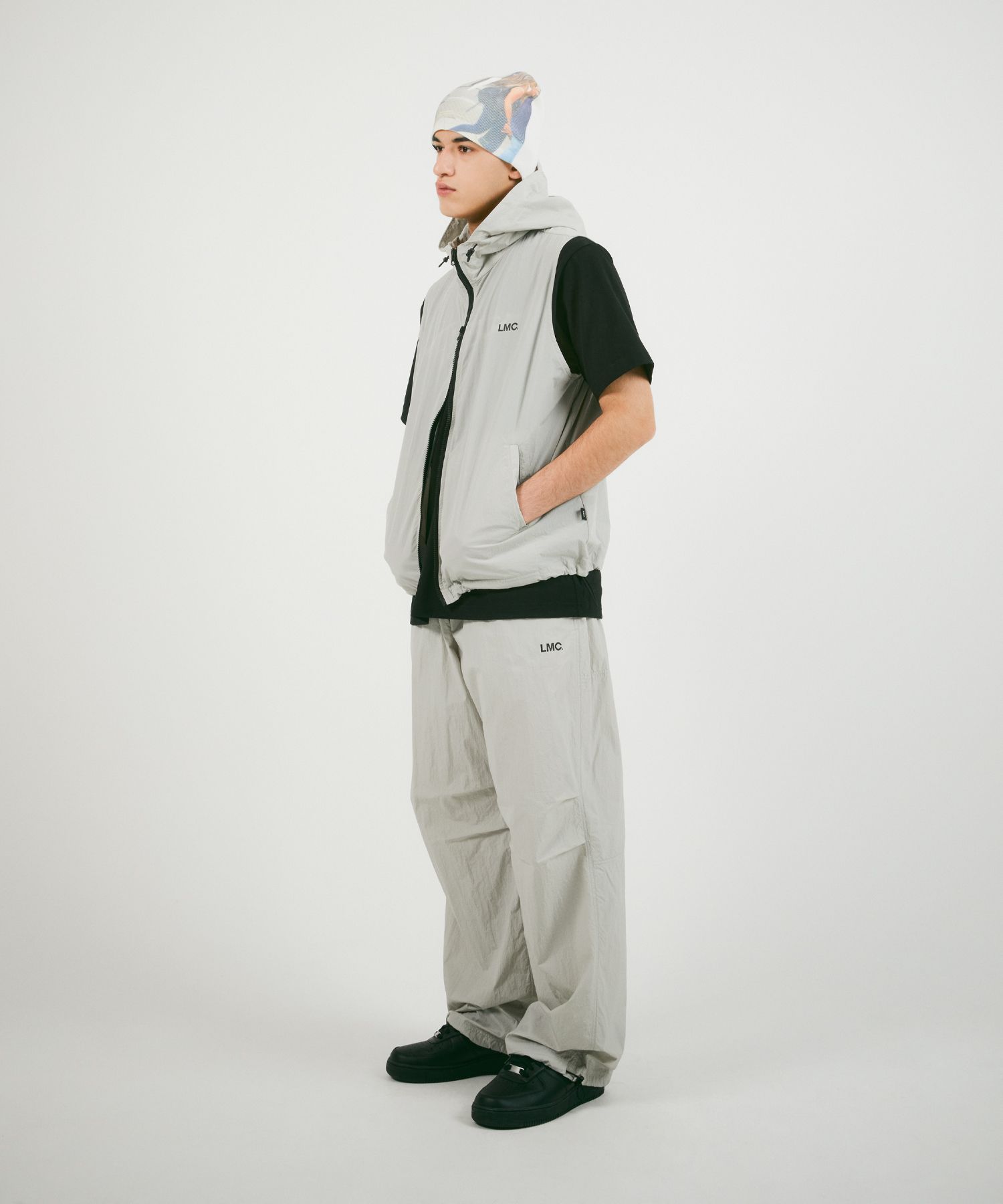 MUSINSA | LMC OG NYLON WIDE PANTS light gray