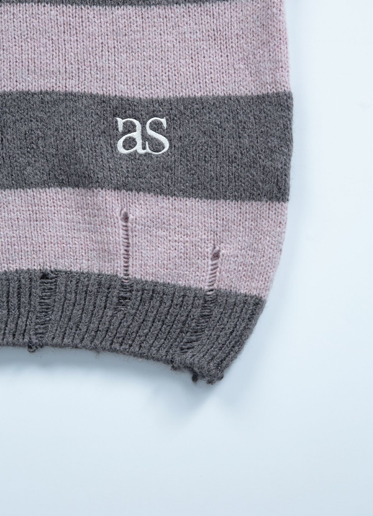 애즈온(ASON) SORI OFF STRIPE KNIT / PINK