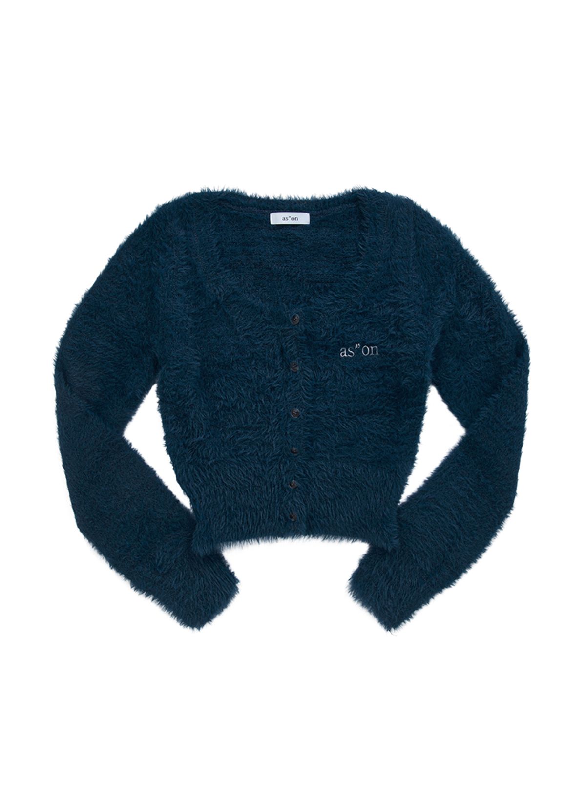 애즈온(ASON) NIA HAIRY CARDIGAN / BLUE-GREEN