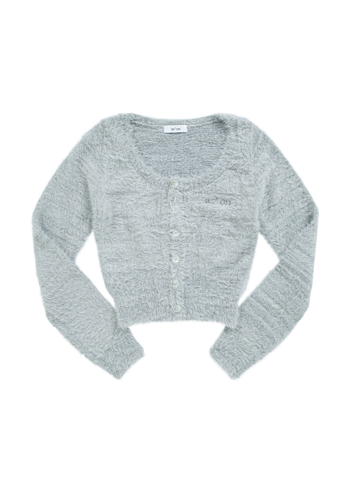 애즈온(ASON) NIA HAIRY CARDIGAN / GRAY