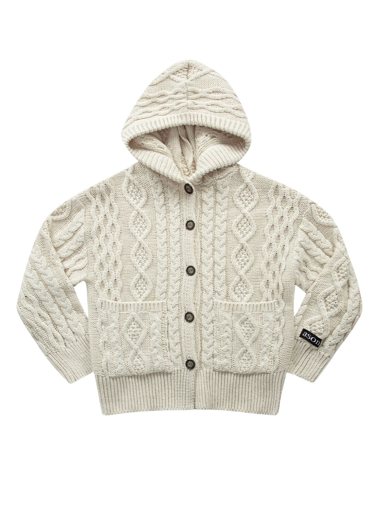 애즈온(ASON) ELO TWISTED HOOD CARDIGAN / IVORY