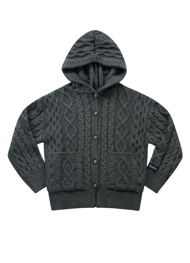 MUSINSA公式 | ASON ELO TWISTED HOOD CARDIGAN / CHARCOAL