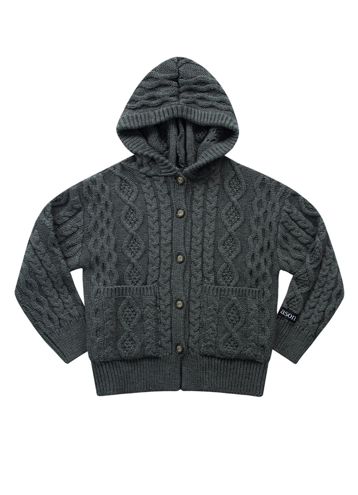 애즈온(ASON) ELO TWISTED HOOD CARDIGAN / CHARCOAL