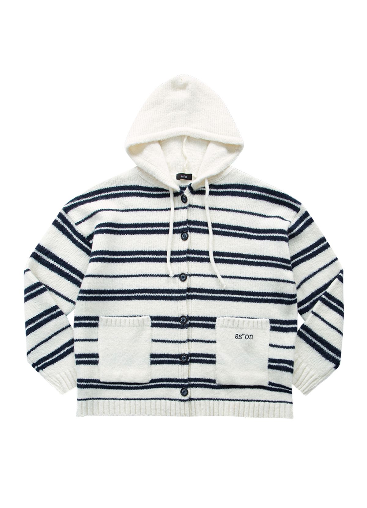 애즈온(ASON) BERA STRIPE HOOD CARDIGAN / WHITE