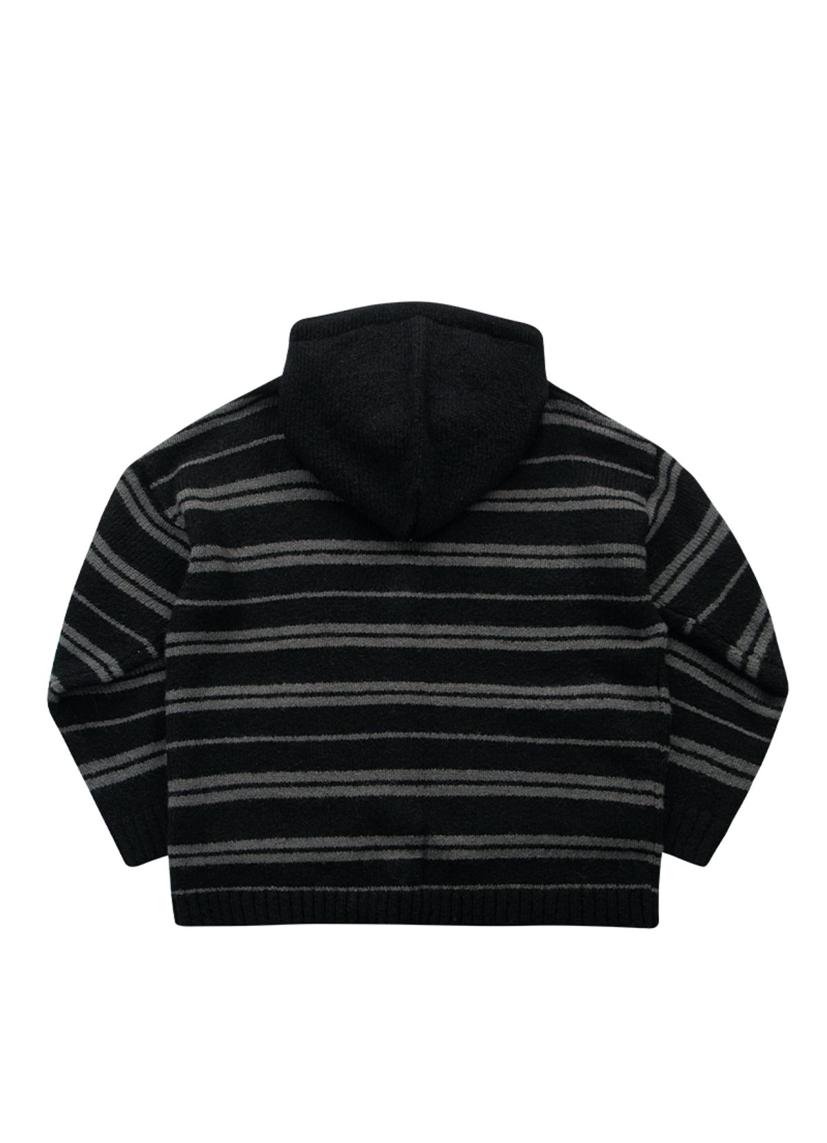애즈온(ASON) BERA STRIPE HOOD CARDIGAN / BLACK