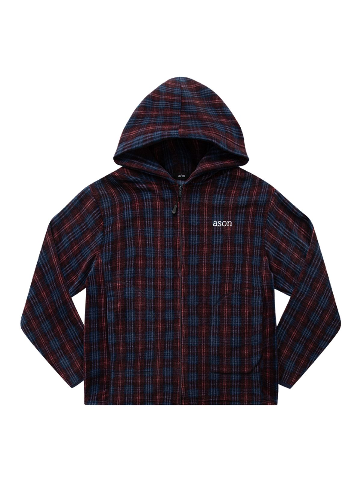애즈온(ASON) CHECK FLEECE HOOD ZIP-UP