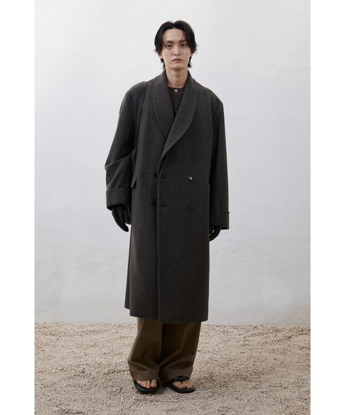 유스(YOUTH) Detachable Shawl Collar Coat - Brown