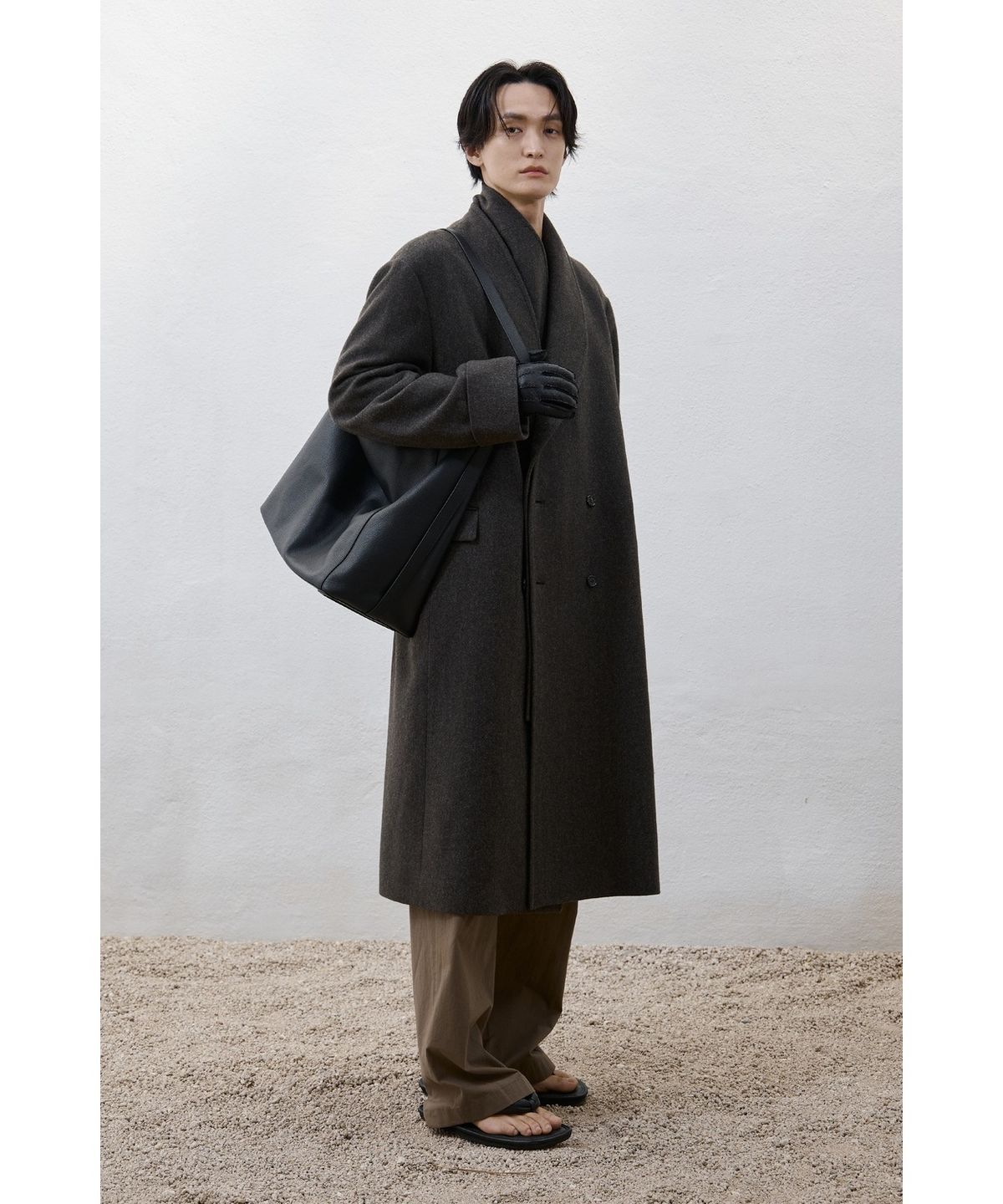 유스(YOUTH) Detachable Shawl Collar Coat - Brown