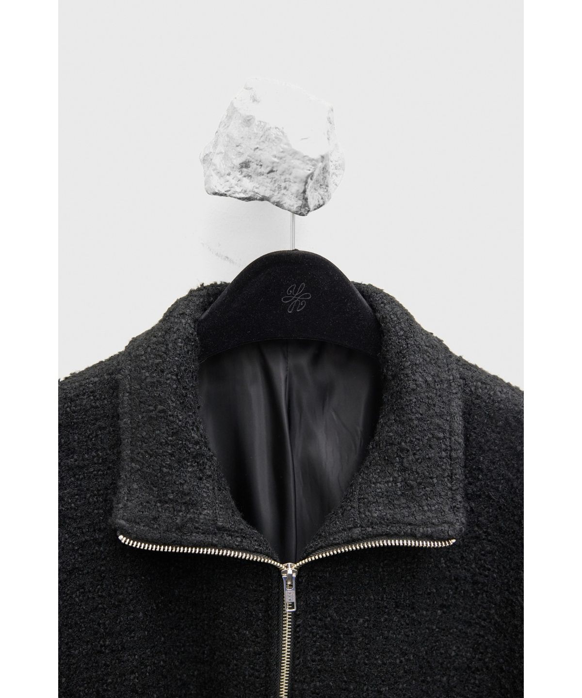 유스(YOUTH) Tweed Zip-up Jacket - Black
