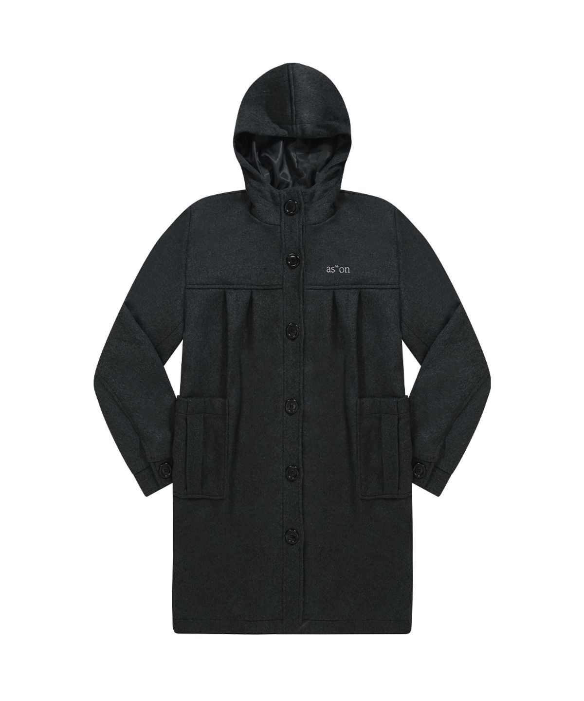 애즈온(ASON) ALLO HOOD LONG COAT / CHARCOAL