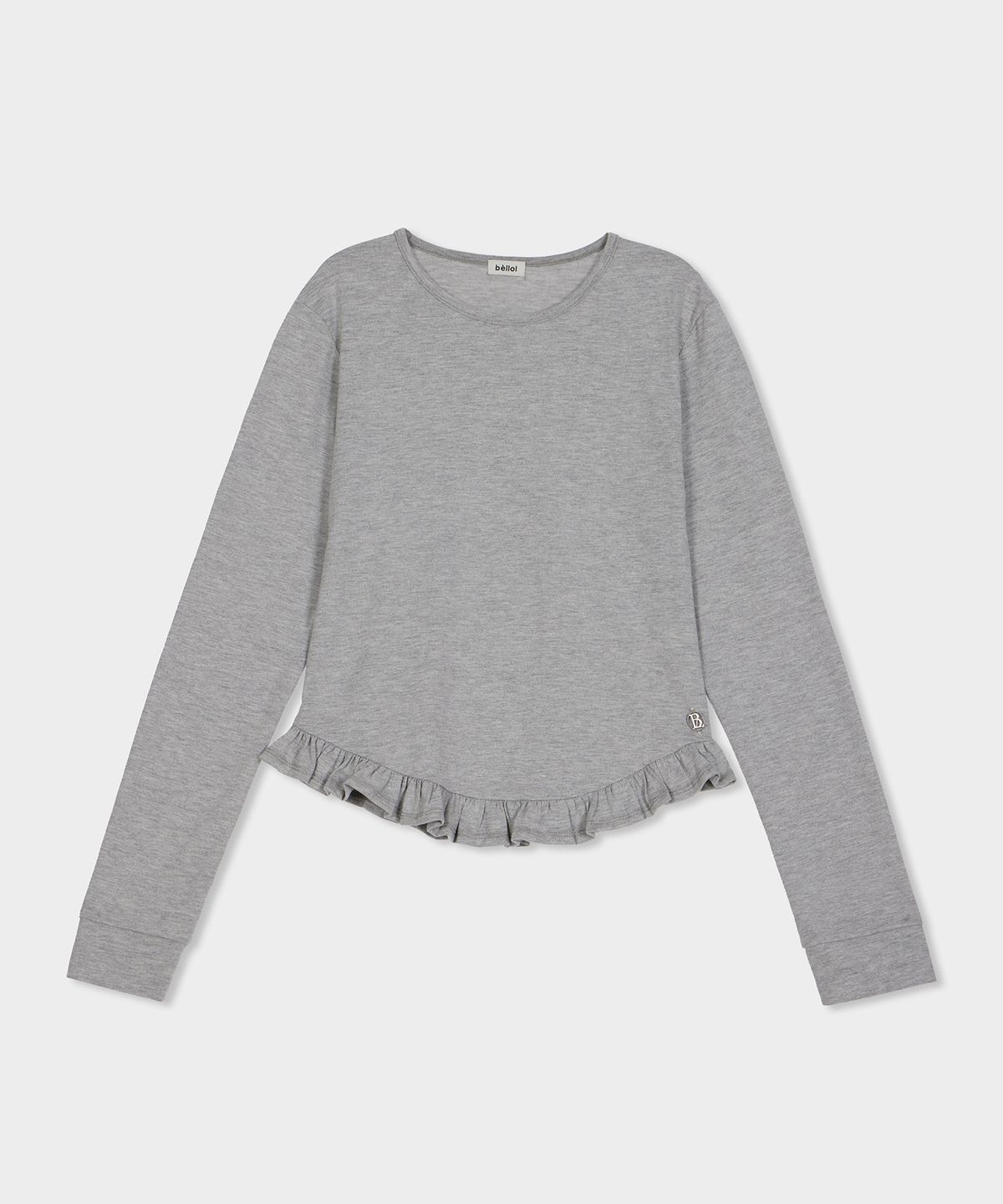 벨로엘(BELLOL) Ruffle soft round neck T-shirt MELANGE
