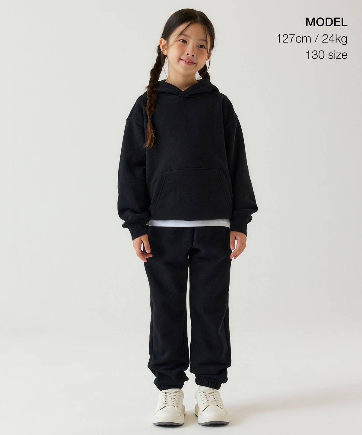 무신사 스탠다드 키즈(MUSINSA STANDARD KIDS) 기모 스웨트 팬츠 2팩 [미디엄 그레이/블랙]
