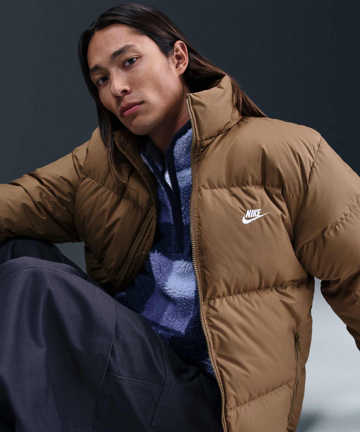 나이키(NIKE) 스포츠웨어 클럽 써마 핏 패딩 재킷 M - 모스우드 브라운:화이트 / IB2976-235