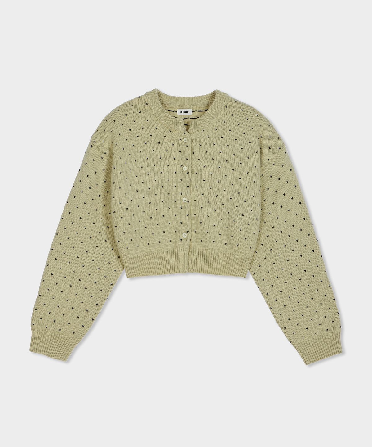벨로엘(BELLOL) Heart point crop cardigan KHAKI