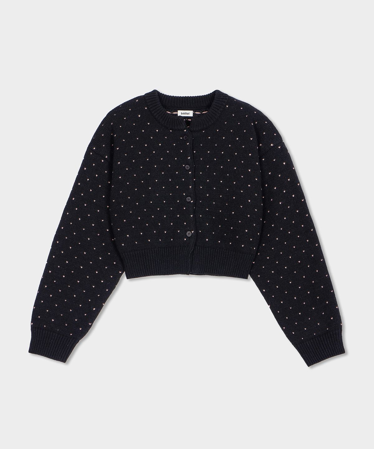 벨로엘(BELLOL) Heart point crop cardigan BLACK