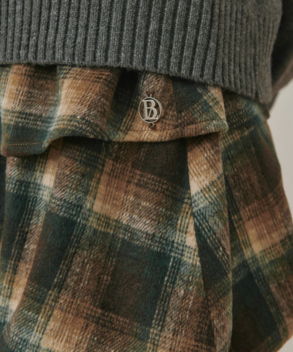 벨로엘(BELLOL) Cancan check mini skirt GREEN