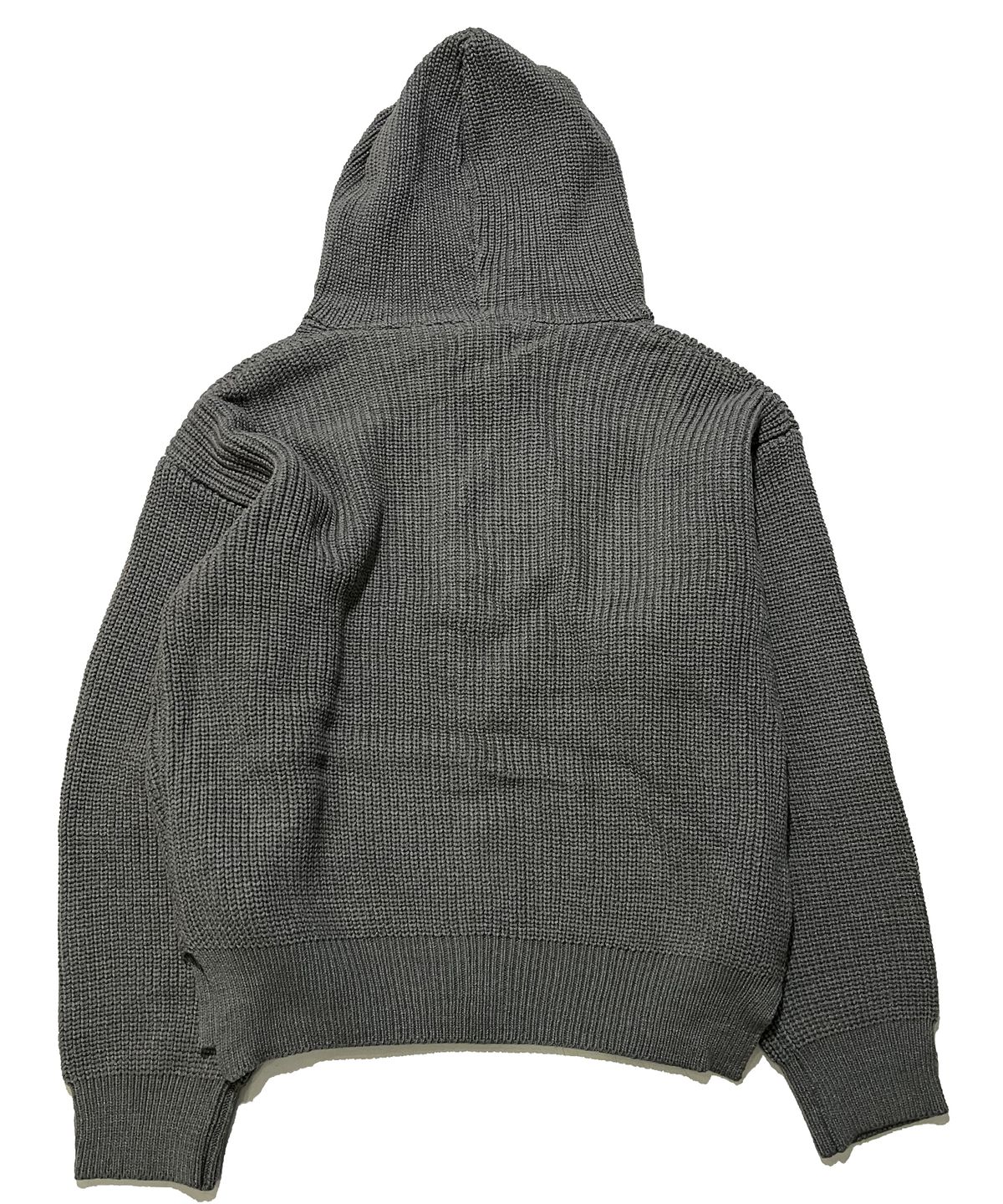 스케이터락(SK8ER ROCK) Patchwork Heavy Knit Hood Zip-Up ((gray))