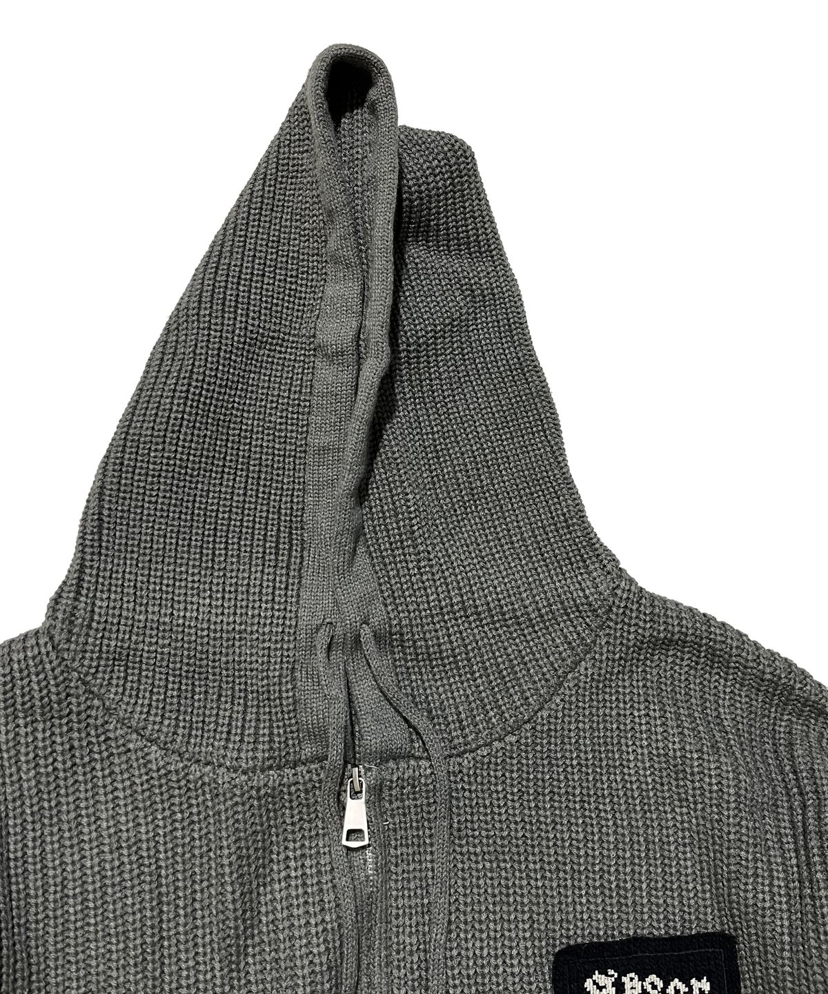 스케이터락(SK8ER ROCK) Patchwork Heavy Knit Hood Zip-Up ((gray))