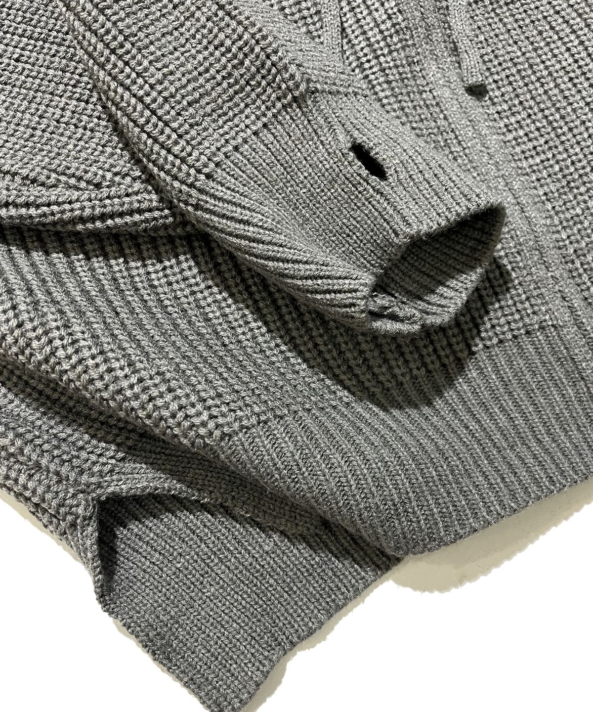 스케이터락(SK8ER ROCK) Patchwork Heavy Knit Hood Zip-Up ((gray))
