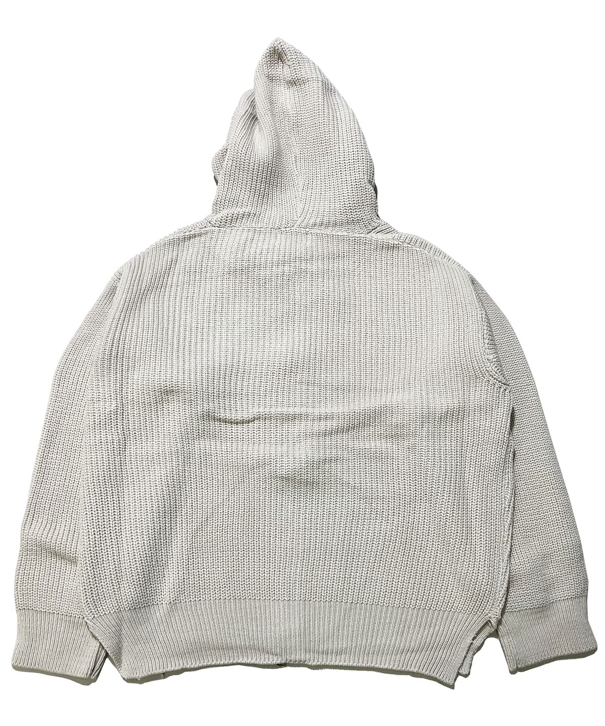스케이터락(SK8ER ROCK) Patchwork Heavy Knit Hood Zip-Up ((cream))