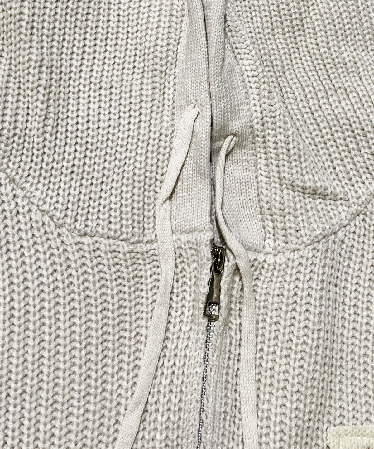 스케이터락(SK8ER ROCK) Patchwork Heavy Knit Hood Zip-Up ((cream))