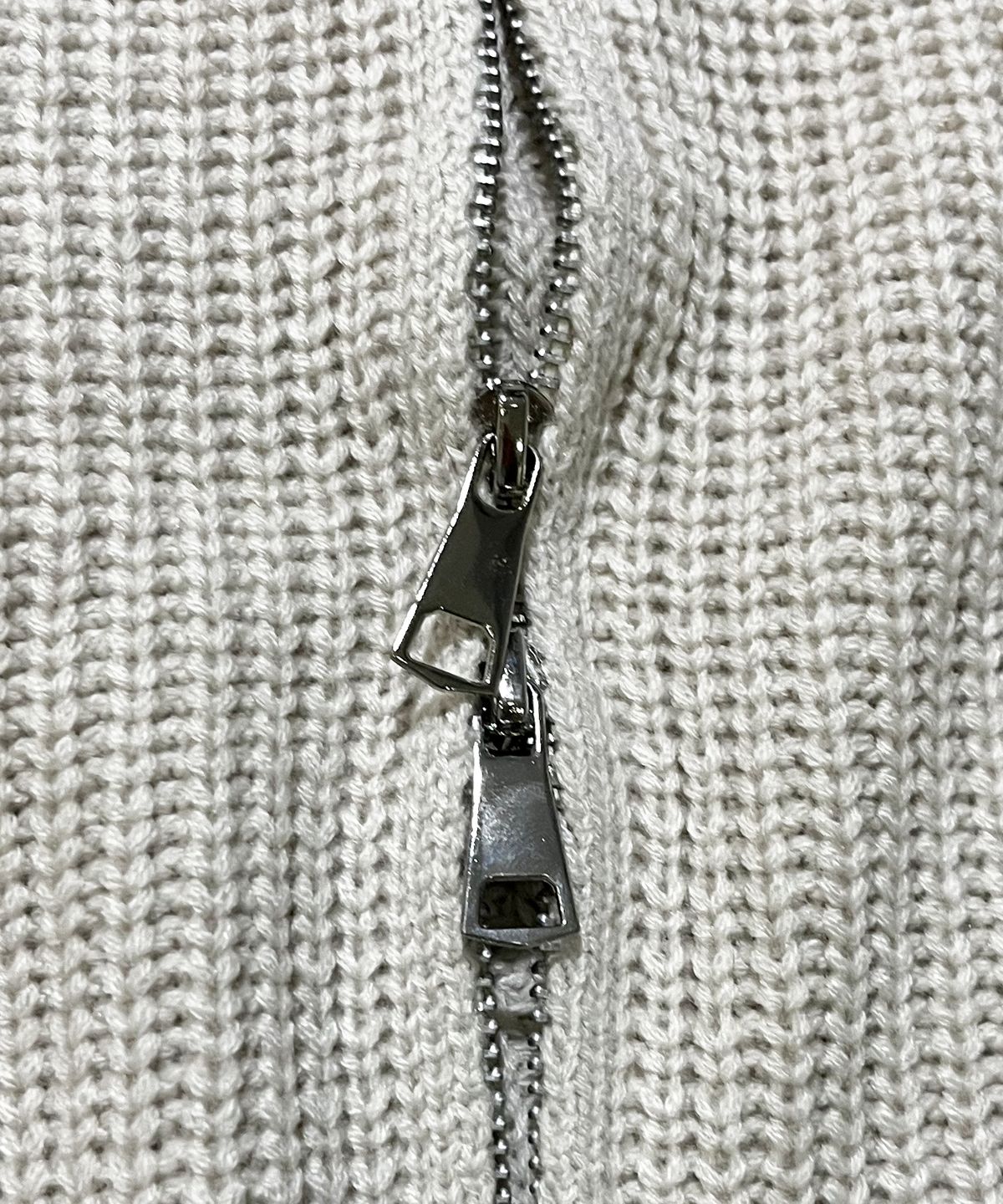스케이터락(SK8ER ROCK) Patchwork Heavy Knit Hood Zip-Up ((cream))