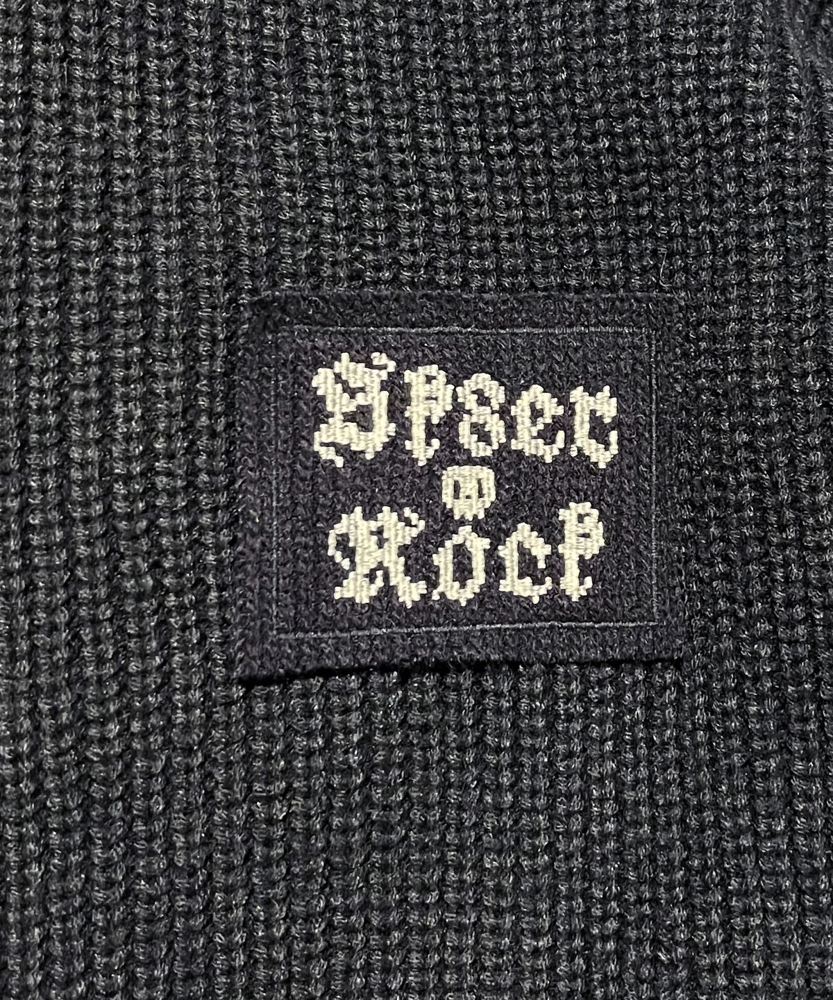 스케이터락(SK8ER ROCK) Patchwork Heavy Knit Hood Zip-Up ((black))