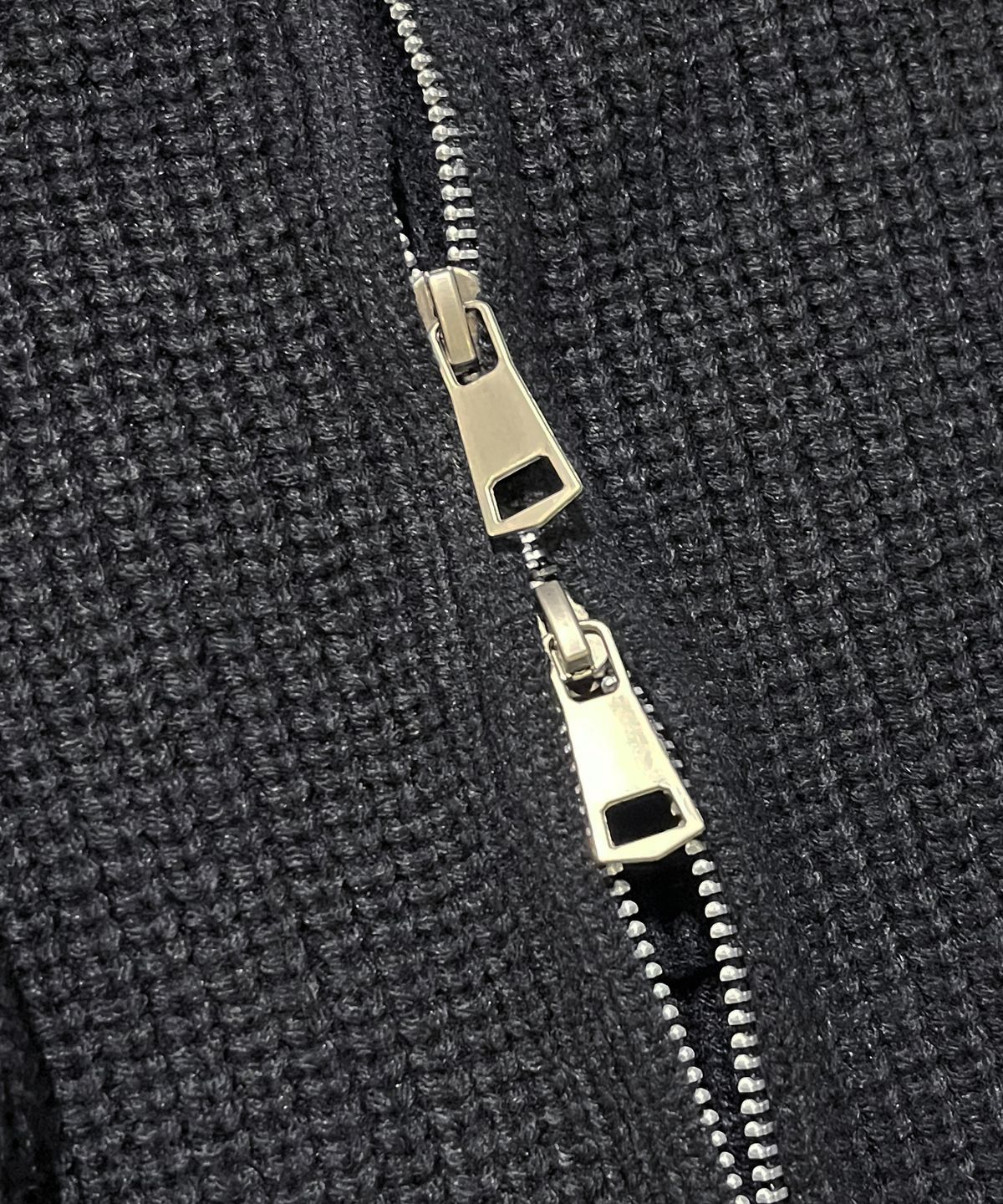 스케이터락(SK8ER ROCK) Patchwork Heavy Knit Hood Zip-Up ((black))