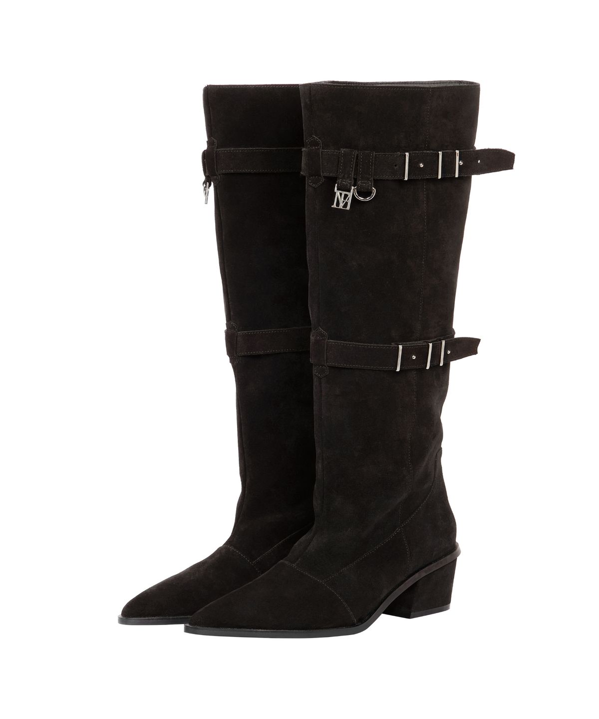 트리밍버드(TREEMINGBIRD) Suede Slouch Belted Long Boots [ Brown ]