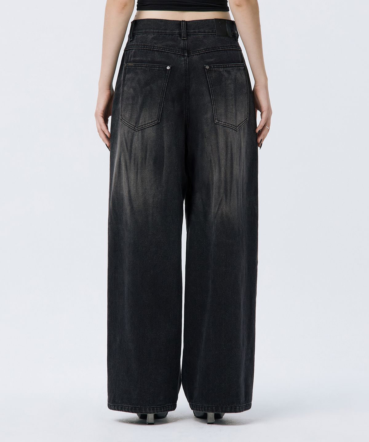 트리밍버드(TREEMINGBIRD) Brushed Denim Pants [ Black ]