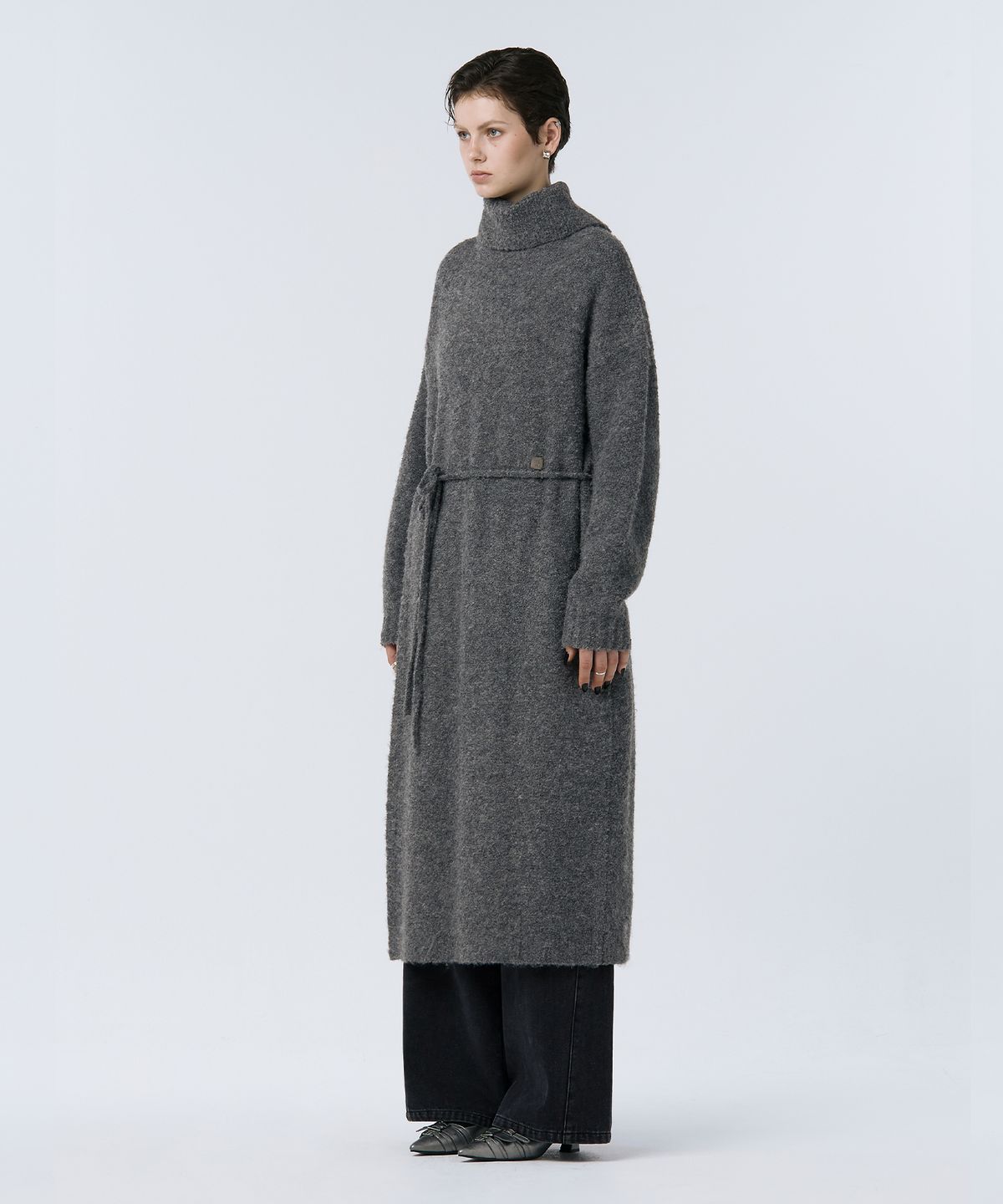 트리밍버드(TREEMINGBIRD) Turtleneck Knit One-piece [ Gray ]
