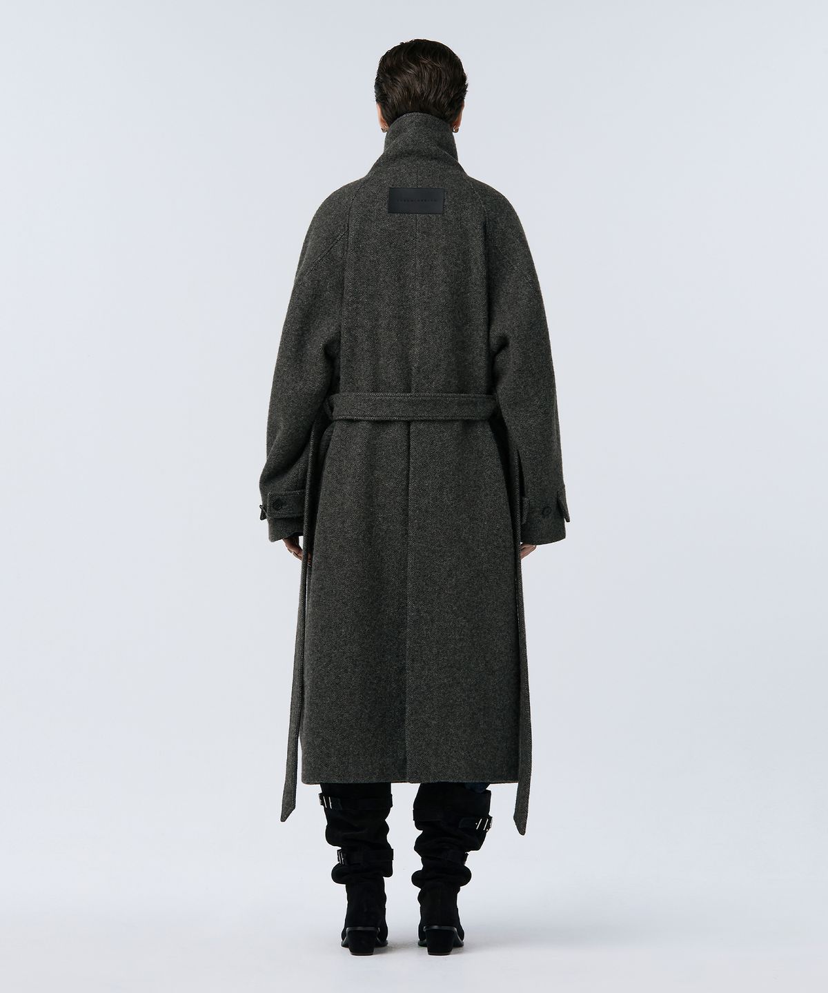 트리밍버드(TREEMINGBIRD) High Neck Strap Raglan Coat [ Khaki Gray ]
