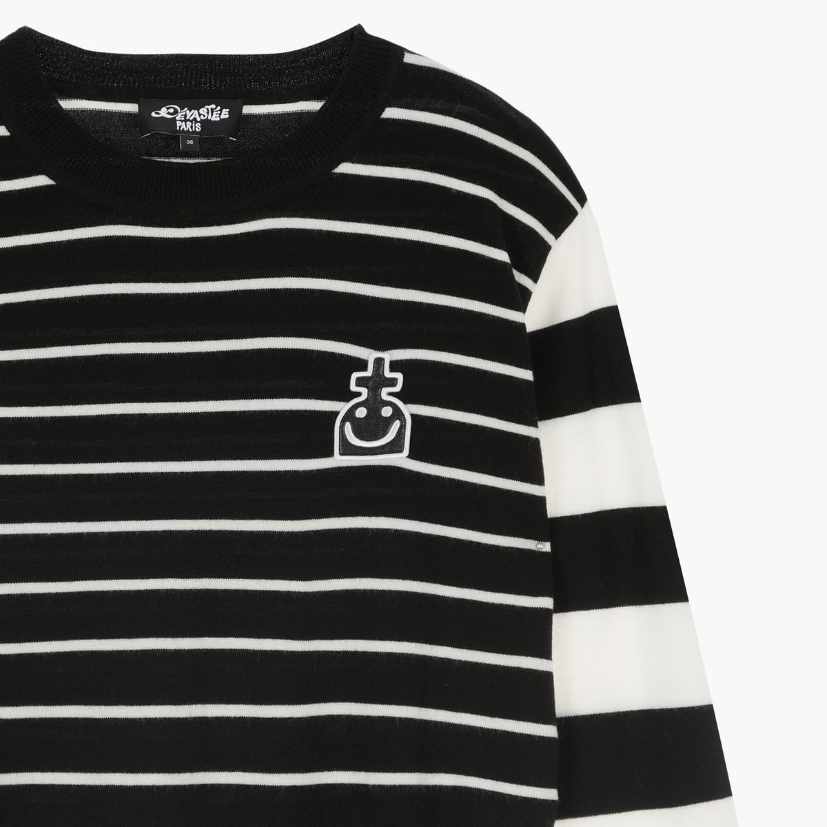 데바스테(DEVASTEE) 스트라이프 데비 니트 탑 BLACK STRIPE (S5FWKT003)