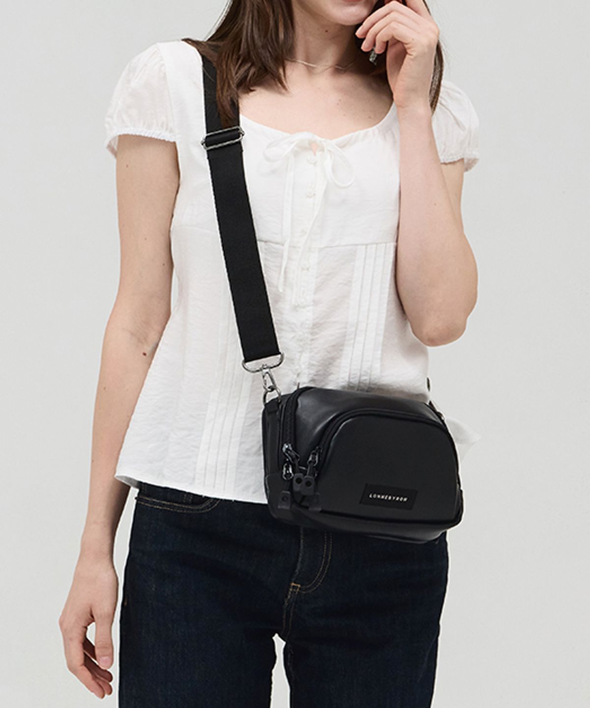 론네바이론(LONNEBYRON) 도난방지 야키백 더블랙 레더 / Yaki bag the BLACK Leather 남여공용 포켓 여행가방