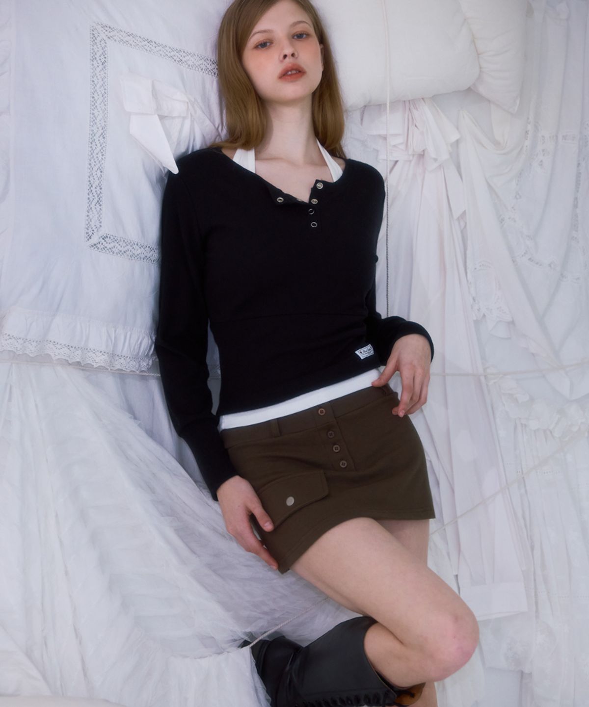 로제프란츠(ROSEFRANTZ) Pocket Mini Skirt [Khaki]