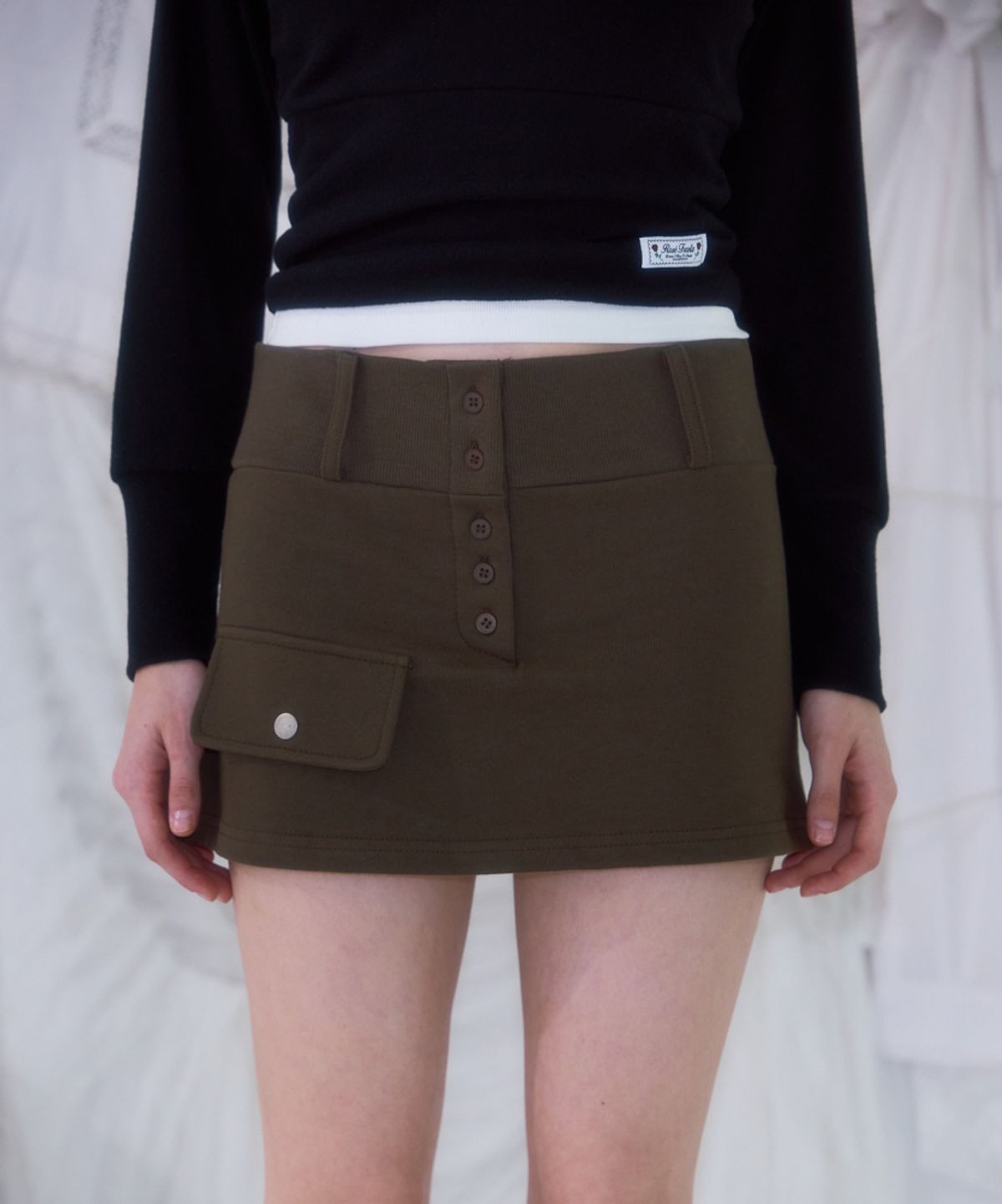 로제프란츠(ROSEFRANTZ) Pocket Mini Skirt [Khaki]