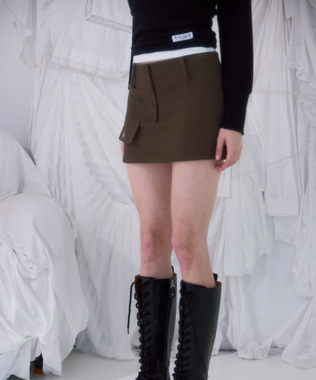 로제프란츠(ROSEFRANTZ) Pocket Mini Skirt [Khaki]