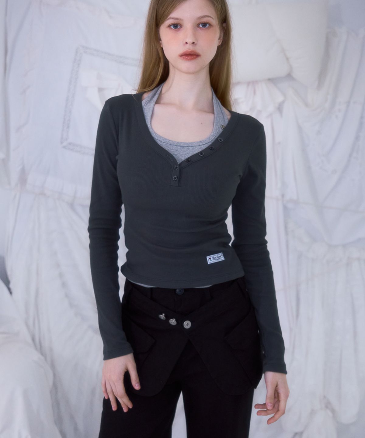 로제프란츠(ROSEFRANTZ) Skirt Layered Bootcut Pants [Black]