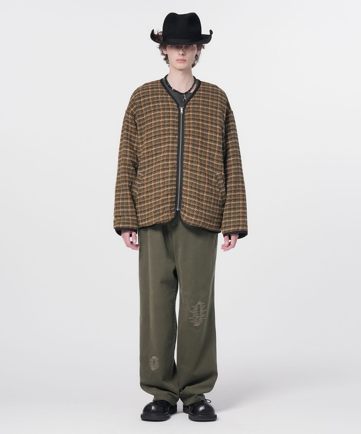 홍우성(HONGWOOSUNG) Reinforced Liner jacket_Mustard Check&Navy