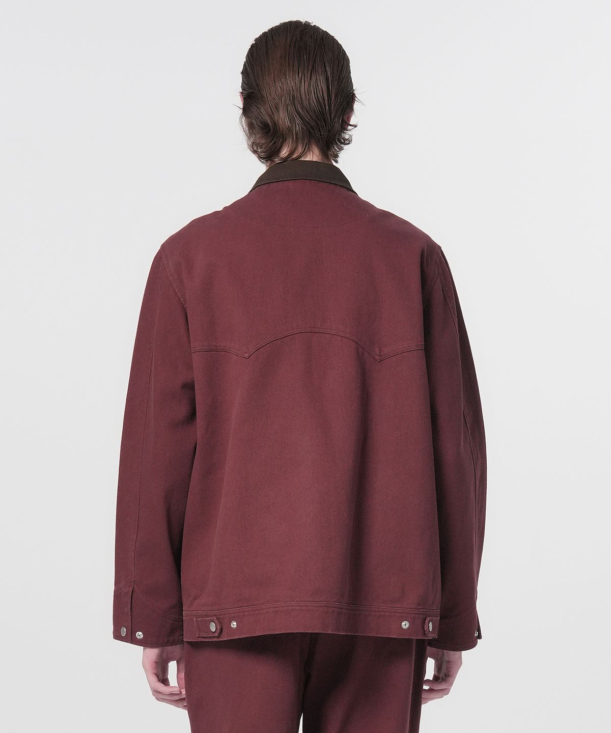 홍우성(HONGWOOSUNG) Utility Twill Cotton Zip-Up Jacket_Burgundy