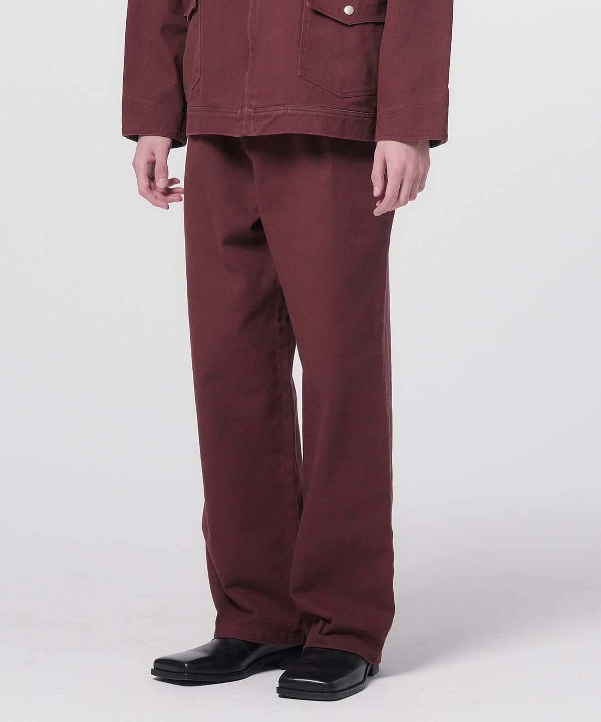 홍우성(HONGWOOSUNG) Washed Twill Cotton Trousers_Burgundy