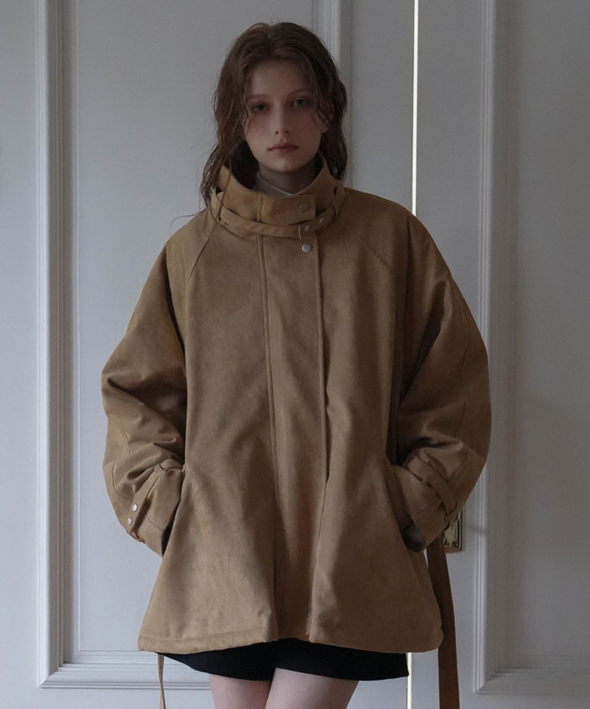 드헤베(DEHEVE) Fur Lined Suede Jacket [Beige]