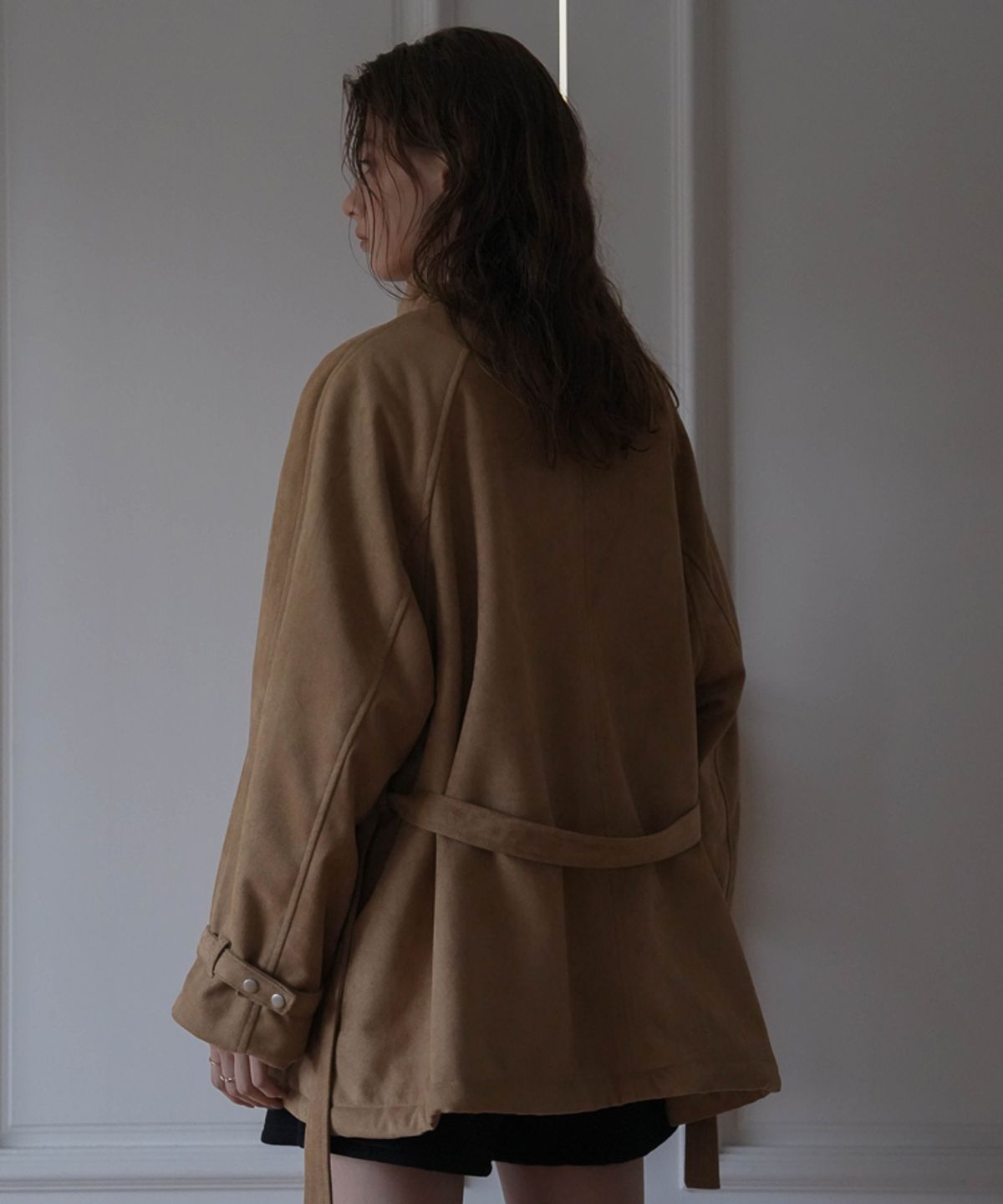 드헤베(DEHEVE) Fur Lined Suede Jacket [Beige]