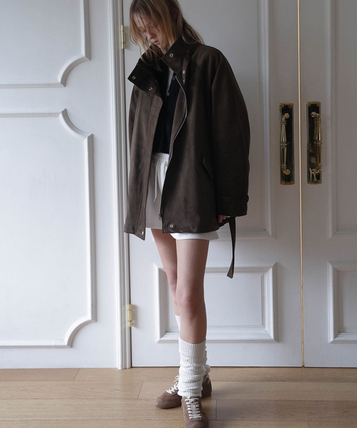 드헤베(DEHEVE) Fur Lined Suede Jacket [Brown]